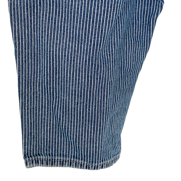 OSH KOSH Baby 24M Blue & White Pin Striped Denim Overalls Bibs With Diaper Snaps - Picture 8 of 15